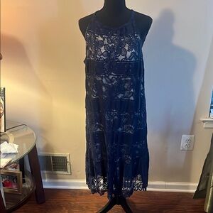 Elegant Navy Lace Dress